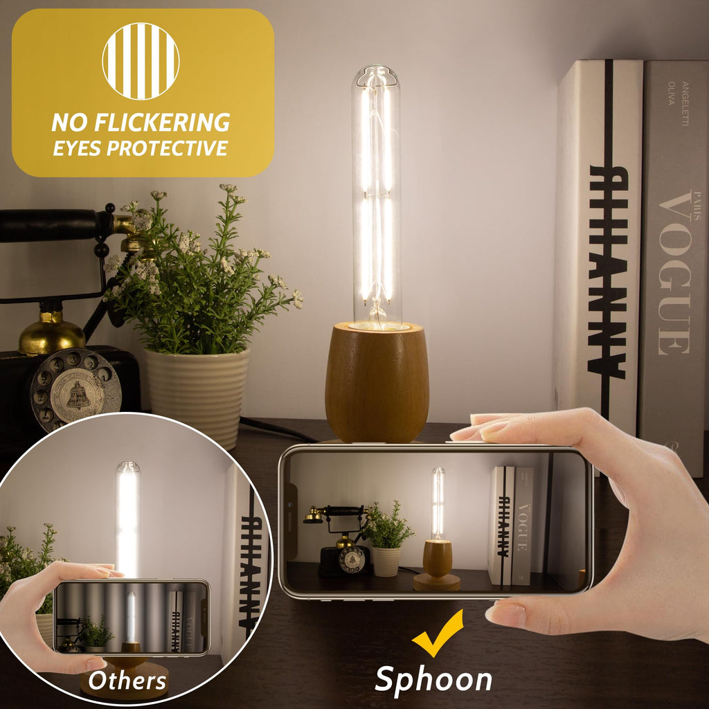 Sphoon Tubular Light Bulb 7.3 Inch Dimmable T10 LED Bulb E26 6W 60 Watts Edison Bulbs 4000K White Light,185mm Long for Wall Sconces, Pendant, Livingroom, 4-Pack