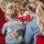 Personalized Kids Denim Jacket with Names, Custom Long Sleeve Denim Jacket for Girls Toddler, Girls Outerwear Jacket, Custom Girls Jean Jackets Clothes, 1-10 Year Old Girl Boy Birthday Christmas Gifts