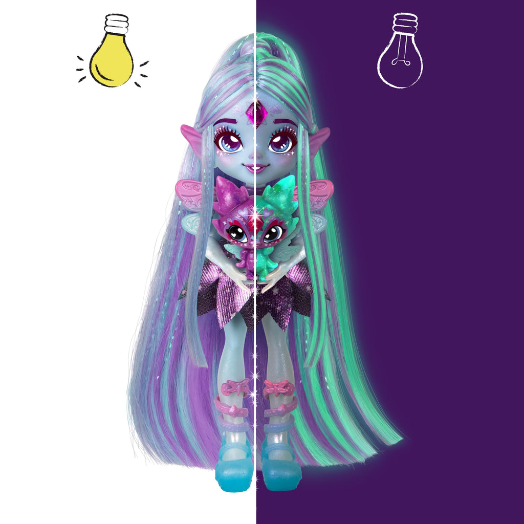 Magic Mixies Pixlings Deluxe Pack, Flyt The Dragonfly, Shimmer Reveal, Create & Mix Potion That Magically Reveals 6.5" Pixling Doll Inside Potion Bottle - Exclusive Mini Mixies & 6 Hair Accessories