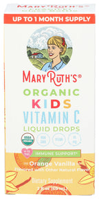 MaryRuth Organics USDA Kids Vitamin C Drops | Vegan Immune Support Supplement for Ages 4-13 | Immune Support & Overall Health | Vitamin C from Organic Acerola Fruit Extract | 2oz