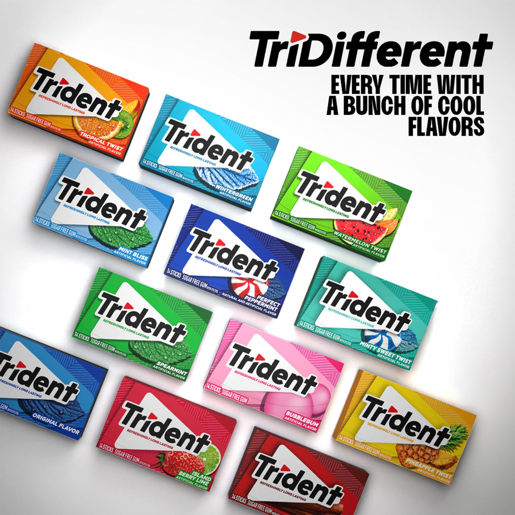 Trident Tropical Sugar-Free Gum, 12 Packs of 14 Pieces (168 Total Pieces)