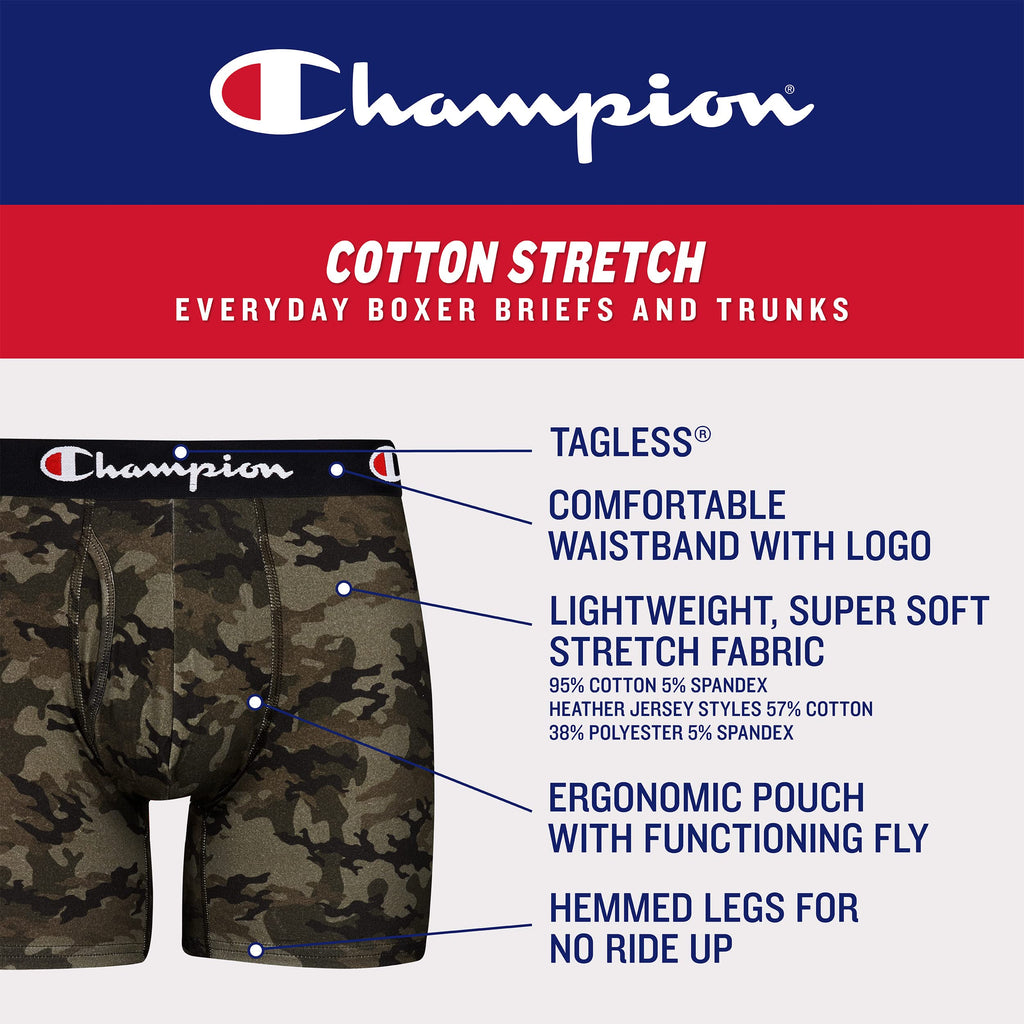Champion Men's Everyday Cotton Stretch Boxer Briefs, 5-Pack