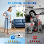 Electric Spin Scrubber, Cordless Cleaning Brush with 8 Replaceable Heads, Five-Speed Power Scrubber with Adjustable Handle for Bathroom, Tub, Floor, Tile & Car – Clean Without Bending