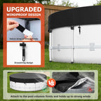15 Ft Round Pool Cover for Metal Frame Above Ground Pools - Upgraded Windproof Design Compatible with Intex/Bestway Frame Above Ground Outdoor Swimming Pool (Black)
