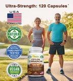 Natural Ceylon Cinnamon 1200mg - 120 Capsules, True Cinnamon from Sri Lanka, Extract Supplement Pills Promotes Heart Health