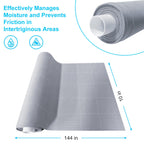 10x144 Inch Silver Infused Fabric Roll, Breathable & Non-Adherent Wound Dressing Wrap for Skin Fold Protection, Soft Medical Bandage Liner, Custom-Cut