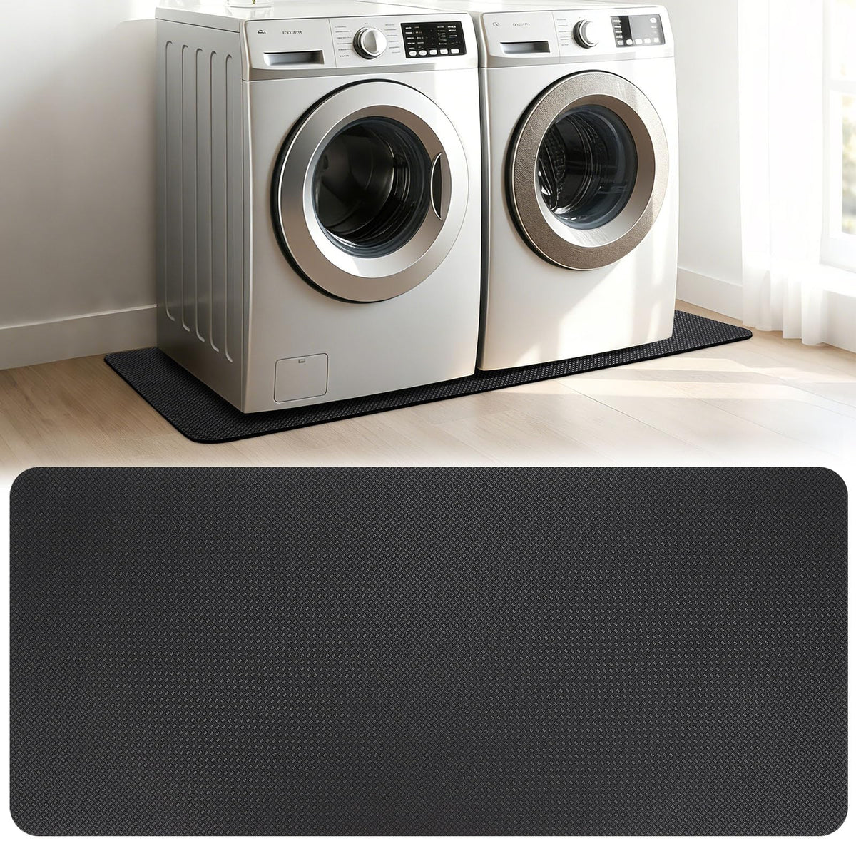 Gsbomzap Doubled-Sided Non Slip Under Washing Machine Mat, 63" x 30.7"