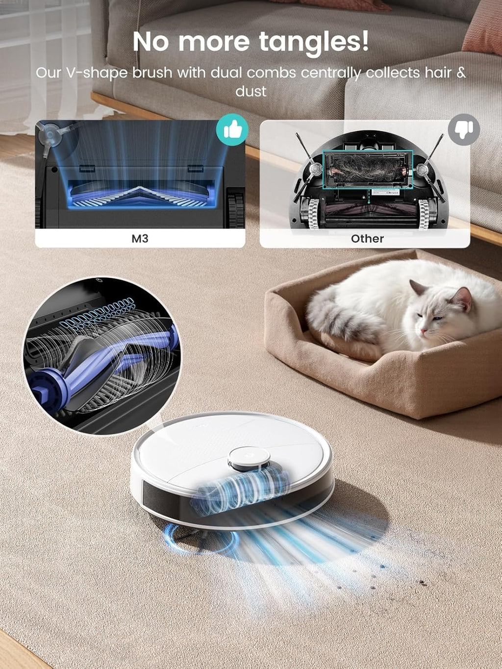 Lefant Robot Vacuum and Mop, 12000Pa Suction, 90-Day Self-Emptying, Obstacle Avoidance, Auto Mop Washing&Drying, All-in-One for Pet Hair Carpet, 5G WiFi Alexa/APP/iWatch Control, M3