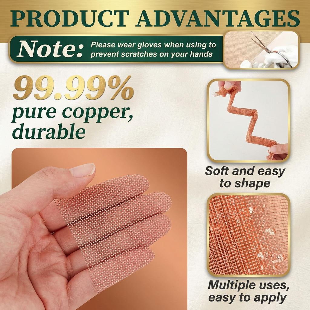 Therwen 24 Inch x 20 ft Copper Mesh Screen 99.9% Pure Copper 40 Mesh Roll Wire Fabric for Grounding Dense Filter Screen Woven Crafts Window Protection