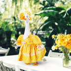 Aliceset Porch Goose Outfit Fancy Goose Clothes Polka Dots Skirt with Hat for 23" Outdoor Patio Summer Spring Decor(Yellow)