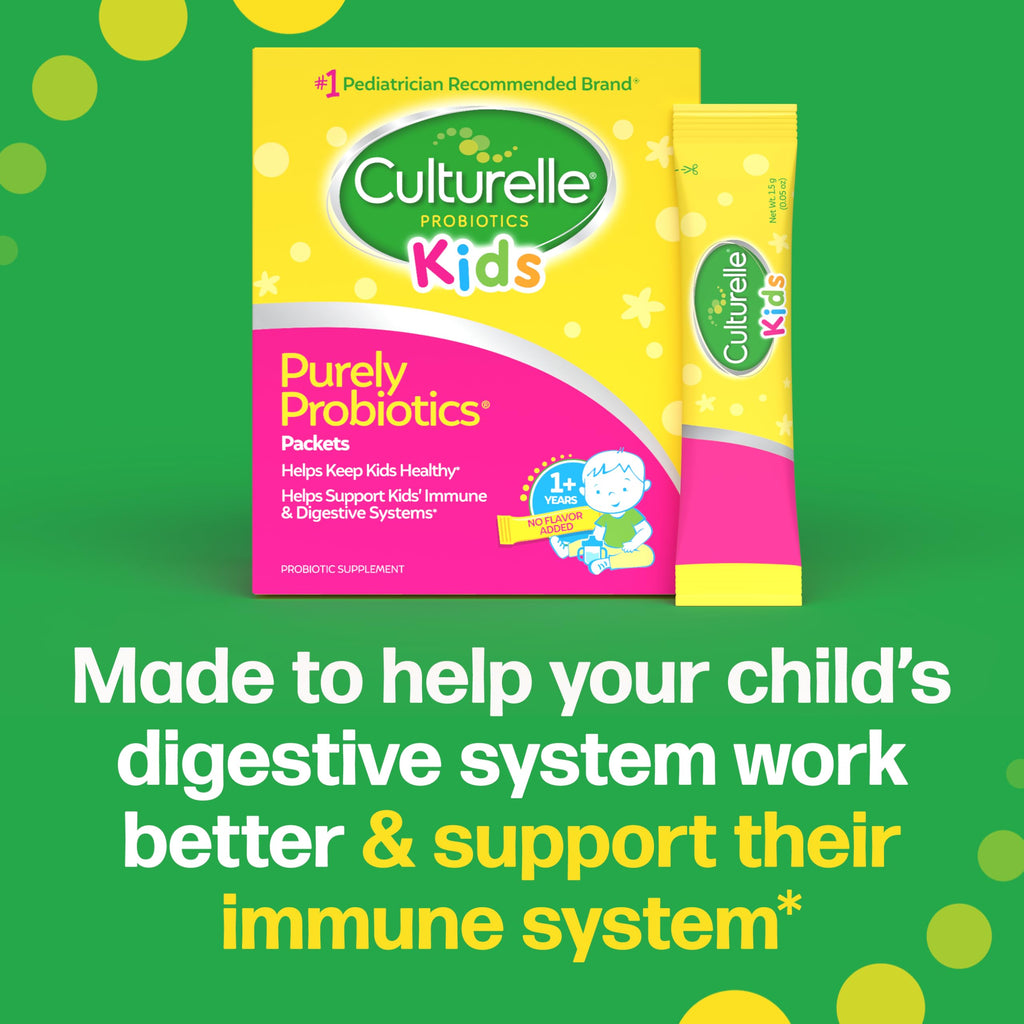 Culturelle Kids Daily Probiotic Packets for Kids, (Ages 3+) - 30 Count - From the 1 Pediatrician-Recommended Brand – Flavorless Daily Probiotics for Digestive Health & Immune Support