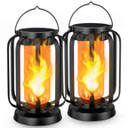Hompavo Gen2 Solar Lanterns Outdoor Lights with Ultra-Real Flame, 2 Charging (USB/Solar) & 2 Modes - Waterproof Decorative Hanging/Table Lights for Pathway Yard Patio Garden Decor Gifts for Women, 2