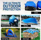 Grizzly Tarps by B-Air 20' x 30' Large Multi-Purpose Waterproof Heavy Duty Poly Tarp with Grommets Every 36", 8x8 Weave, 5 Mil Thick, for Home, Boats, Cars, Camping, Protective Cover, Blue