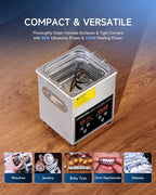 CREWORKS 2L Jewelry Cleaning Machine - 40kHz Digital Sonic Cleaner