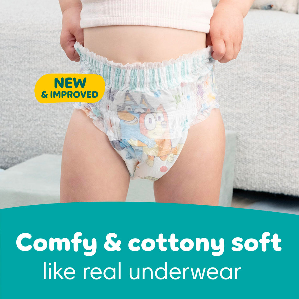Easy Ups Girls & Boys Potty Training Pants, Size 6 (4T-5T), 104 Count, Bluey Absorbent Pull Up Training Underwear, Up to 100% Leakproof Day and Night, Hypoallergenic