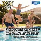 Adios! 20X Pool Cleaner and Clarifier – Restores Cloudy and Hazy Water for Above Ground and Inground Pools – Twenty Treatments per 32oz Bottle