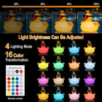 CetusLink Solar Floating Pool Lights, RGBW Color Changing 12-LED 20H Runtime with Remote, Pool Party and Garden Pond Decor, Cool Sunglasses Duck 2-Pack