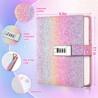 JIALILI Diary with Lock for Girls, Password Locked Journals for Teen Girls, Secret Diary Gifts for 9 10 11 12 Year Old Girls, Kids Journals Set for Ages 8-12 Teenage