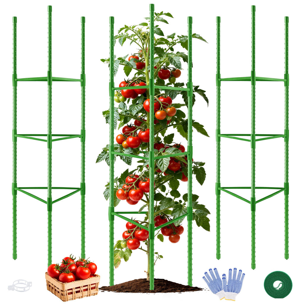 WAENLIR 3 Pack Tomato Cages for Garden, Up to 51 Inch Tomato Trellis for Raised Garden Bed, Plant Stakes for Pots, Durable Tomato Plant Support Garden Stakes for Climbing Plants