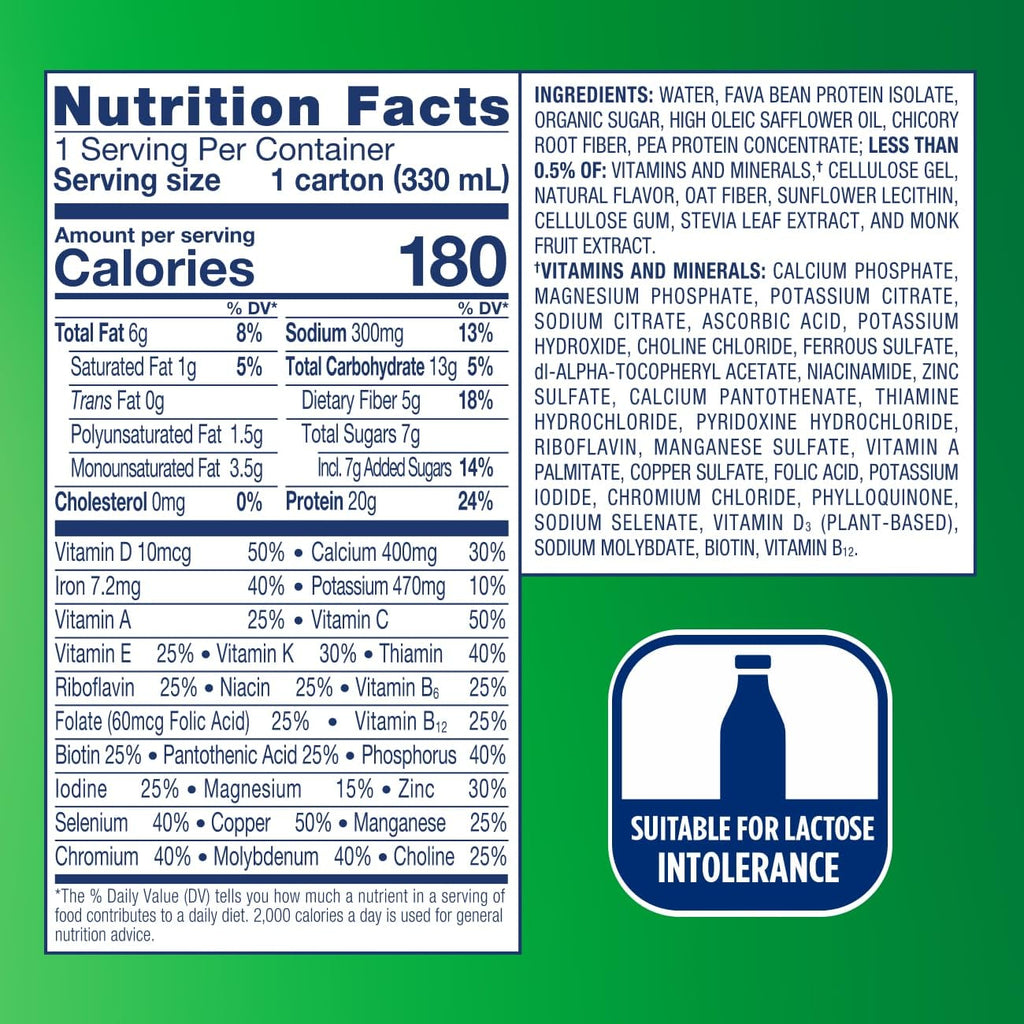 Ensure Plant-Based Vegan Protein Vanilla Nutrition Shake I Gluten-Free I Dairy-Free-I Soy-Free Bottled Liquid Shake-I,(Pack of 24)