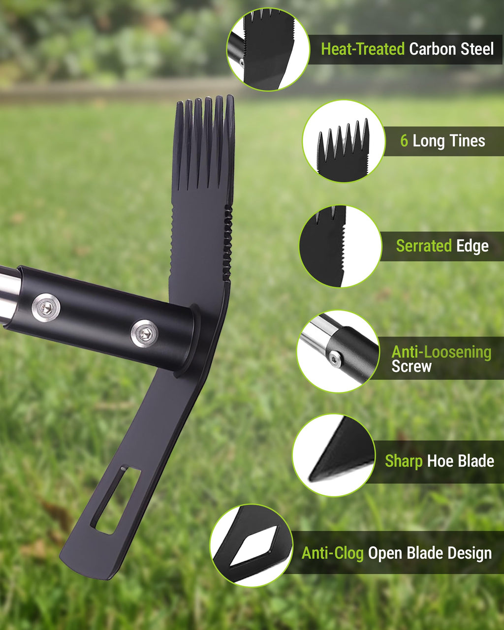 WORKPRO Weed Puller Tool with Long Handle, 2-in-1 Garden Hoe & Weed Rake