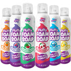 Tub Works® Fluffy Foam Soap, Variety 6 Pack | Shape, Mold & Create Bath Art with Soft Bath Foam for Kids | Gentle, Cleansing Kids Bath Soap | Easy-to-Use Spray Nozzles | Fruity, Fun Bath Colors