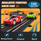 Slot Car Race Track Sets with 4 High-Speed Racing Car, Battery or Electric Race Car Track for Boys and Kids, Dual Racing Game Lap Counter Circular Overpass Track, Gifts Toys for Boys Kids Age 6 7 8-12