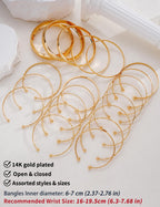 ÌF ME Gold Bangle Bracelets for Women, 19Pcs Multi Stackable Textured Bangles Set, Statement 14K Gold Plated Chunky Star Bracelet Stack Boho Jewelry Gifts