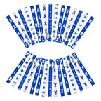 WANDIC Blue Ribbon Bracelets, 30 Pcs 5 Styles Colon Cancer Awareness Wristbands Adjustable Polyester Wrist Bands Wrist Strap for Public Event, 6.89 * 0.59in, Polyester, no Gemstone
