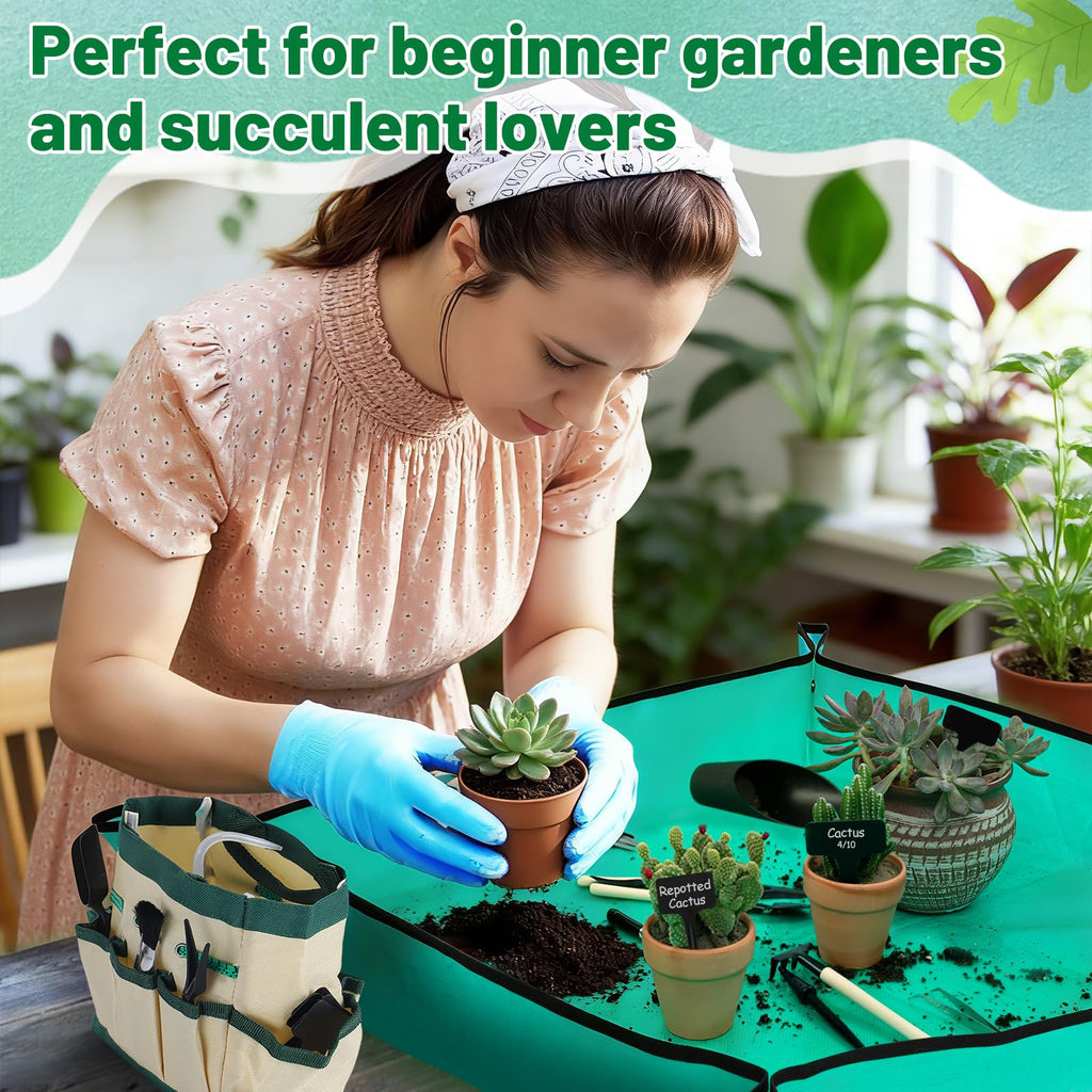 ANPHSIN 44pcs Small Gardening Tools Gifts for Women Beginners, Green