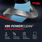 WypAll PowerClean X80 Cloths Heavy Duty Wipes (41041), Brag Box, Extended Use Towels, Blue (1 Pack of 152 Sheets, 152 Sheet Total)