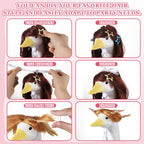OBUSATT 8 Pcs Porch Goose Wigs Set Cute Lawn Statue Braid Wig with Hair Clips, Hair Ties, Ribbons Porch Goose Outfit Costume DIY Wigs Accessories for Outdoor Garden Patio Yard Goosey Decoration