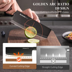 Astercook Knife Set, 6-Piece Kitchen Knife Set with Block, High Carbon Stainless Steel Ultra Sharp Kitchen Knives, Wood Grain Handle, Dishwasher Safe Knife Block Set, Black, Kitchen Utility Knives
