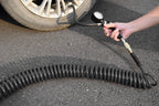 YOTOO Polyurethane Recoil Air Hose 1/4" Inner Diameter by 25' Long with Bend Restrictor, 1/4" Industrial Quick Coupler and Plug, Black. 2-Pack