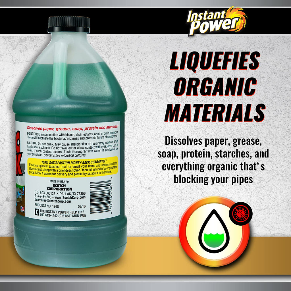 Instant Power Septic Shock – Septic Tank Treatment, Drain Cleaner Liquid Clog Remover for Septic System, 67.6 Oz (Pack of 6)