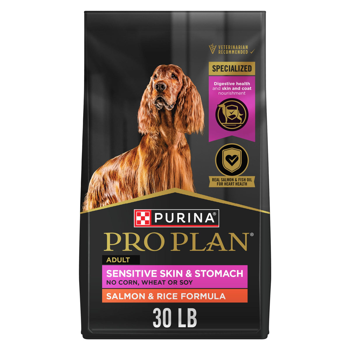 Purina Pro Plan Sensitive Skin & Stomach Dry Dog Food, Salmon, 30 lb Bag