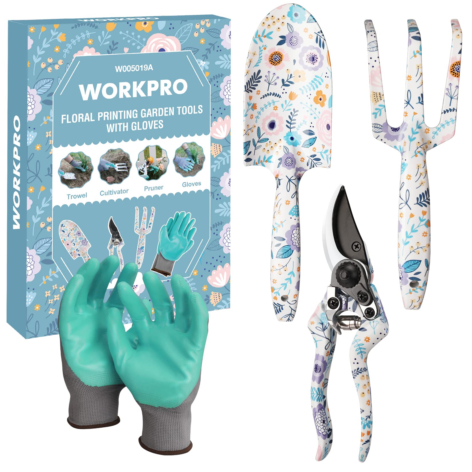 WORKPRO Aluminum Garden Tool Set, 4PCS Heavy Duty Hand Garden Tools