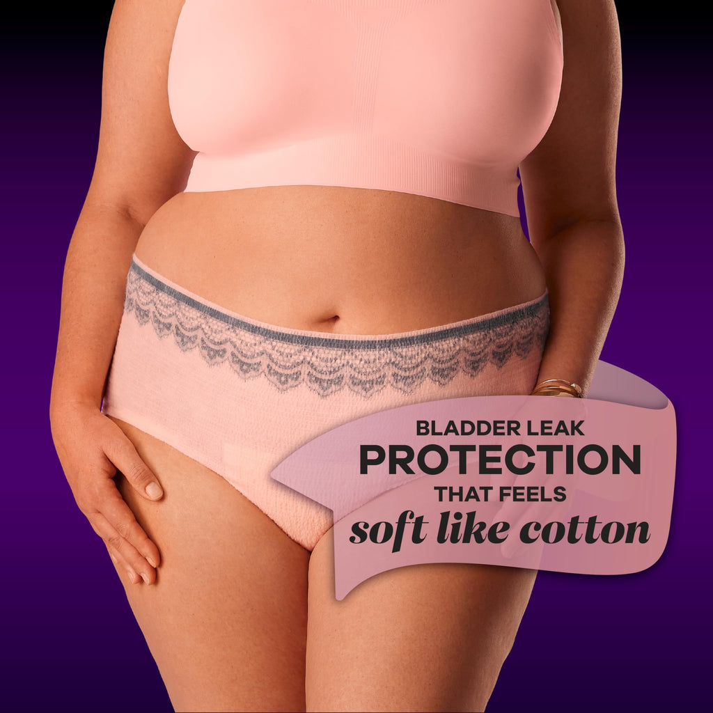 Always Discreet Boutique Adult Incontinence & Postpartum Underwear for Women, High-Rise, Size Small/Medium, Rosy, Maximum Absorbency, Disposable, 12 Count (Packaging May Vary) (Pack of 4)
