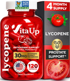 VitaUp Lycopene Supplements for Men – USA Made Prostate Supplements for Men with Natural Tomato Extract – Non-GMO Lycopene Supplement for Normal Prostate, Skin & Antioxidant Support – 120 Count