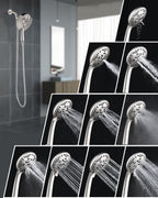 INAVAMZ 2.5GPM Shower Heads with Handheld Spray Combo: 7.2" Rainfall Shower Head & Hand Held Shower Head 2-IN-1 Shower Head with 60" Rotatable Stainless Steel Hose Nickel, Shower Trim Systems