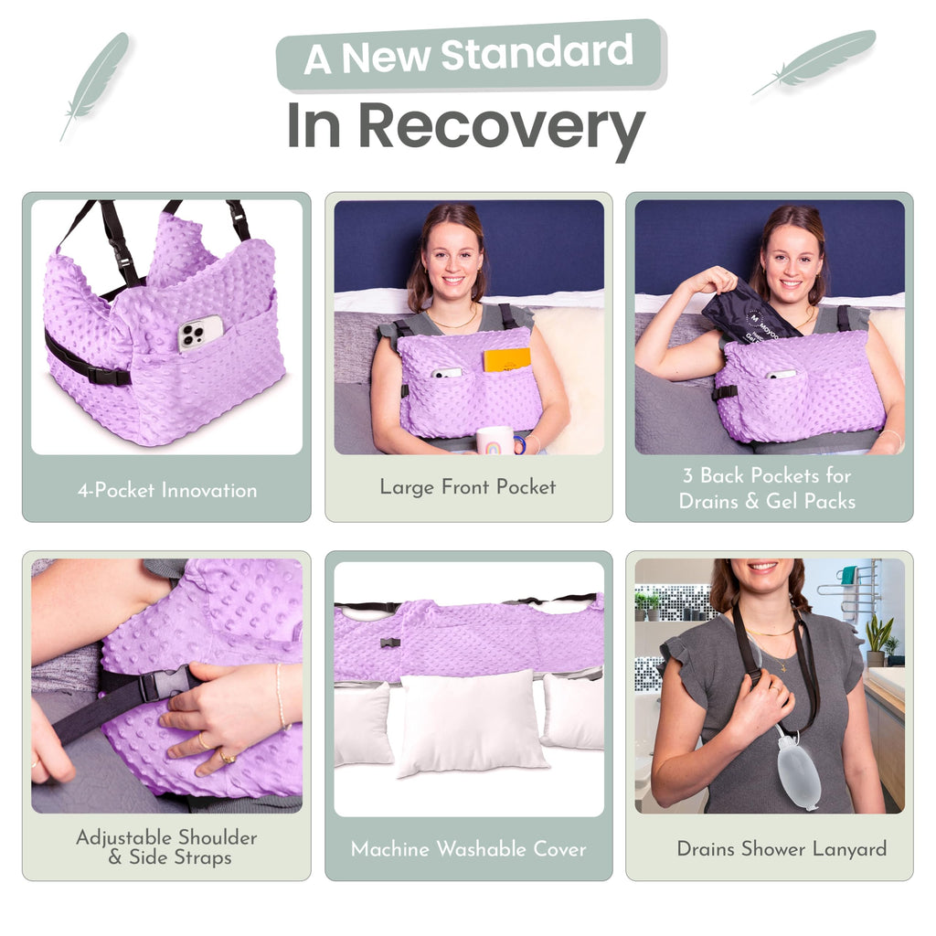 MOYOAMA Post Mastectomy Pillow - Post Surgery Pillow for Car, Breast Reduction & Augmentation Patients, Breast Pillow After Heart Surgery Pillow, Mastectomy Recovery Must Haves, Post Surgery Gift