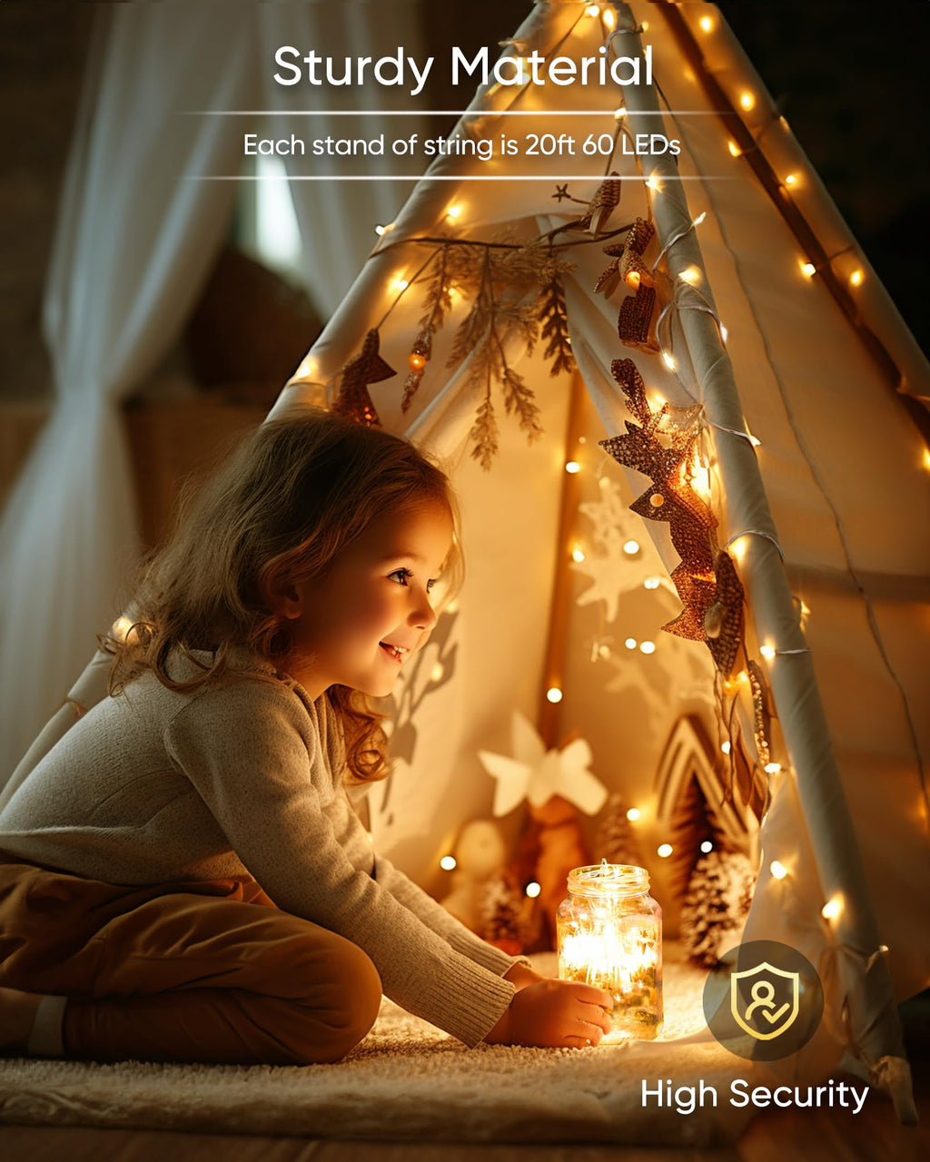 Homemory 4 Pack 20 Ft 60 LED Fairy Lights Battery Operated Christmas Lights with Remote Waterproof 8 Modes Firefly Twinkle String Lights for Party Bedroom Wedding Christmas Decorations