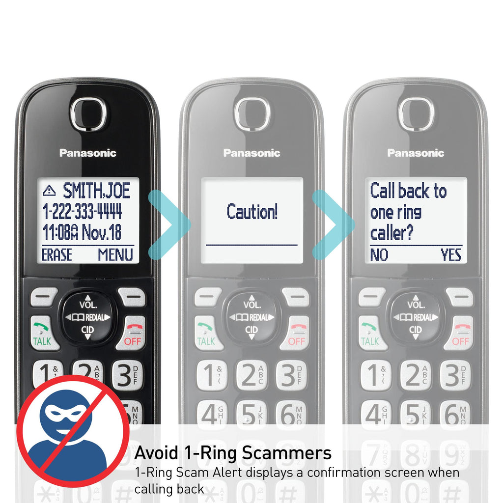 Panasonic Cordless Phone with Answering Machine, 2 Handsets Landline Phone