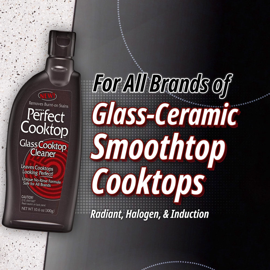 HOPE'S Perfect Cooktop Glass and Ceramic Cooktop and Stove Top Cleaner, Fast Acting and Removes Burnt on Stains from Glass Ceramic Smooth Top Ranges with its No Rinse Formula, 10.6 Oz, Pack of 3
