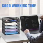 Supeasy 5 Trays Paper Organizer Letter Tray with Handle-Mesh Desk File Holders, Paper Sorter Desk Organizer for Office, Home, Classroom or School