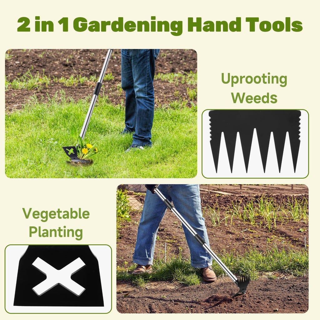 60" Weed Puller Tool with Long Handle and 17" Weeding Tools Gardening Set