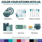 COOK WITH COLOR Prep Bowls with Lids- Wide and Deep Nesting Plastic Small Mixing Bowl Set with Lids, 12 Piece Set - Deep Bowls, Teal