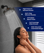 GURIN Shower Head - Powerful High Pressure Rain Shower Head 6 Inch - Luxury Rainfall Showerhead with Adjustable Angles, 90 Anti-Clog Nozzles, Tool-Free 1-Min Install, Premium Oil Rubbed Bronze Finish