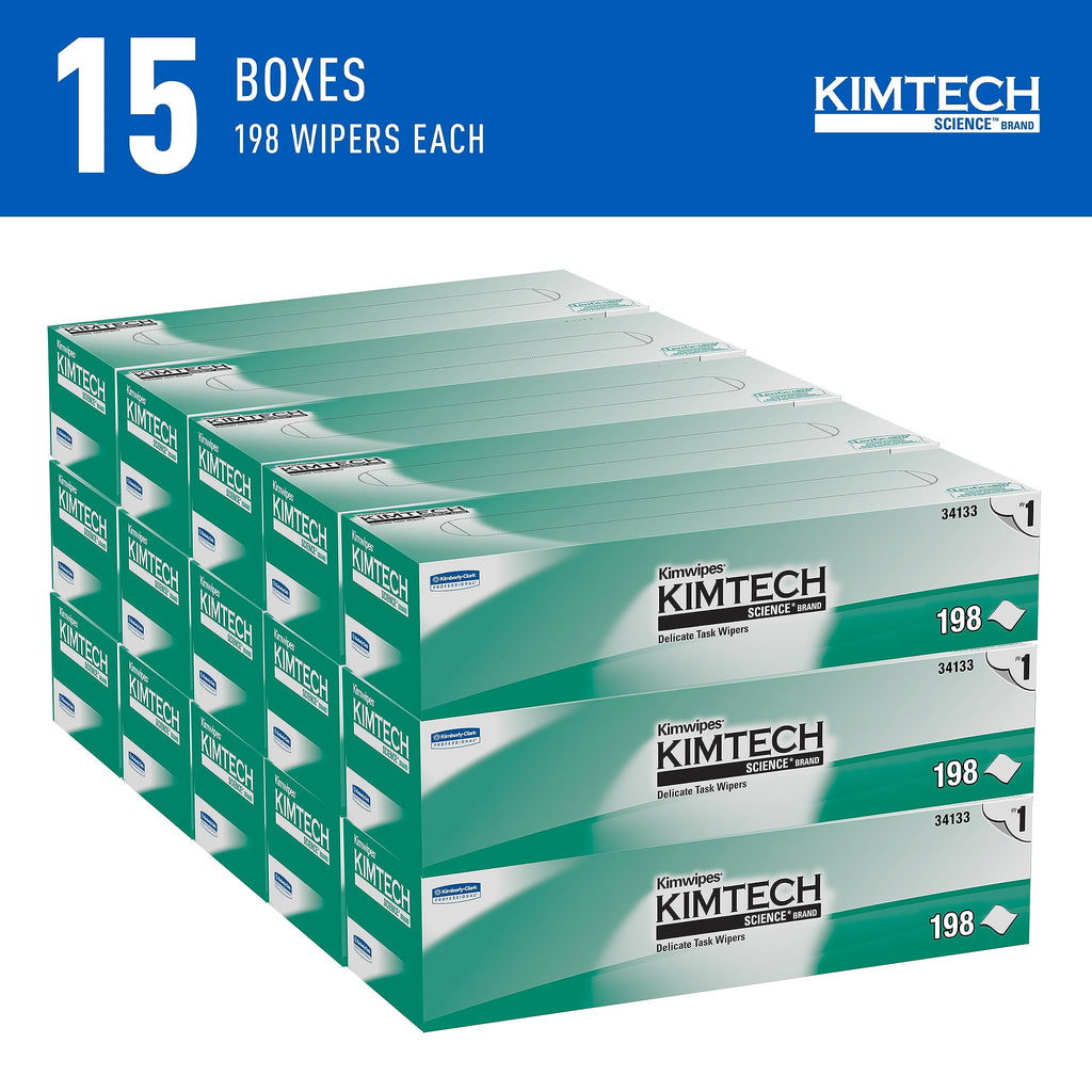Kimtech Science Kimwipes Delicate Task Wipes, 15 Boxes x 198 Sheets (34133)