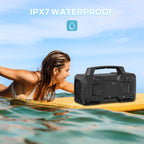 BUGANI Bluetooth Speaker, 80W Powerful Portable Wireless Speakers IPX7 Waterproof Speaker, Outdoor Loud Speakers with Handle 24H Playtime, Support Microphone AUX USB Suitable for Party, Pool, Black